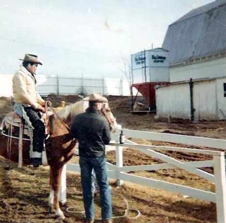 2-Elvis at his Ranch the circle G Ranch Riding his Beautiful horse Rising Sun