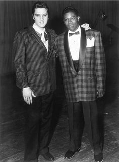 Elvis Presley and B.B. King backstage at the WDIA Goodwill Revue at Ellis Auditorium in Memphis, TN on Friday, December 7, 1956.