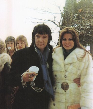 Elvis and Ginger in Harrison, Arkansas at the funeral of Ginger's grandfather on January 3, 1977
