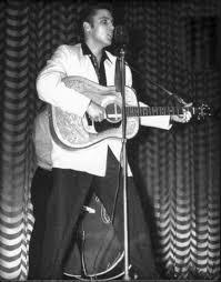 Bill and Elvis presley onstage at the Carolina Theatre in Charlotte, NC - Feb. 10, 1956. Photo source Elvis Lives card set courtesy