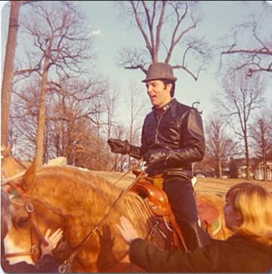 Elvis Presley Horseback riding at Graceland February 10, 1968. Photo by Judy