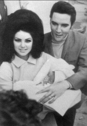 Elvis Presley with his wife Priscilla and their 4 day old daughter Lisa Marie Presley on February 5, 1968 in Memphis, Tennessee. 2