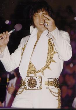 Elvis Presley on stage in Charlotte in february 20 1977 2