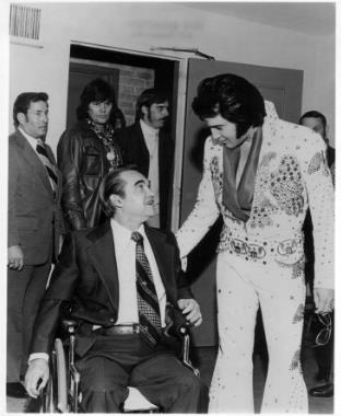Elvis March 6, 1974 before the concert at Garrett Coliseum with Gov George Wallace