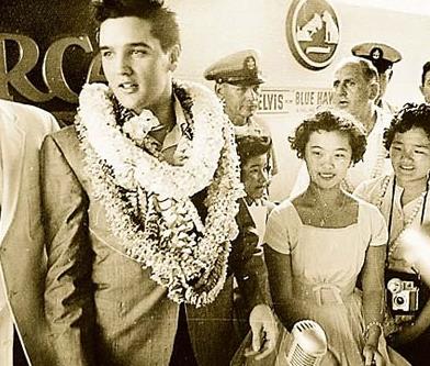 Elvis Presley March 25, 1961 Arriving at Honolulu Airport for that evenings U.S.S.. Arizona Benefit Concert.