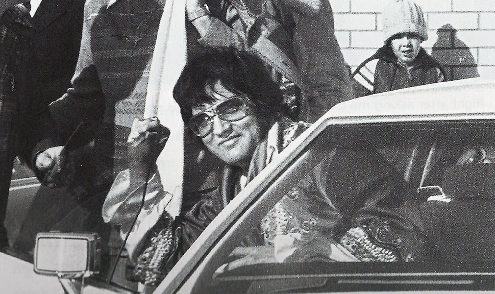 Elvis Presley In Arkansas for Ginger Alden’s grandmother’s funeral. January 1977