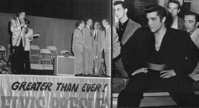 after a press conference, Elvis performed at the Memorial Stadium, Spokane, Washington.