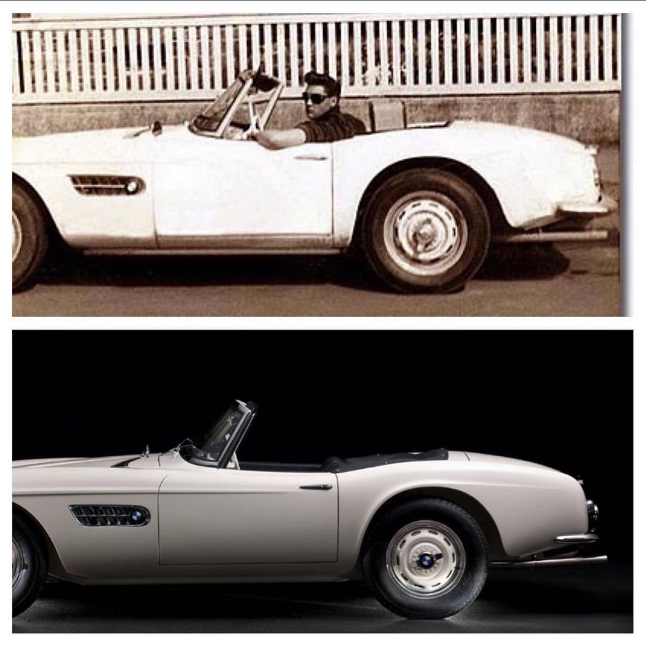 Elvis with his BMW 507 that was missing for years. 