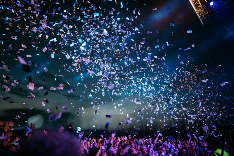 Dramatic concert lighting and stage production representing the Elvis Evolution live immersive show in London