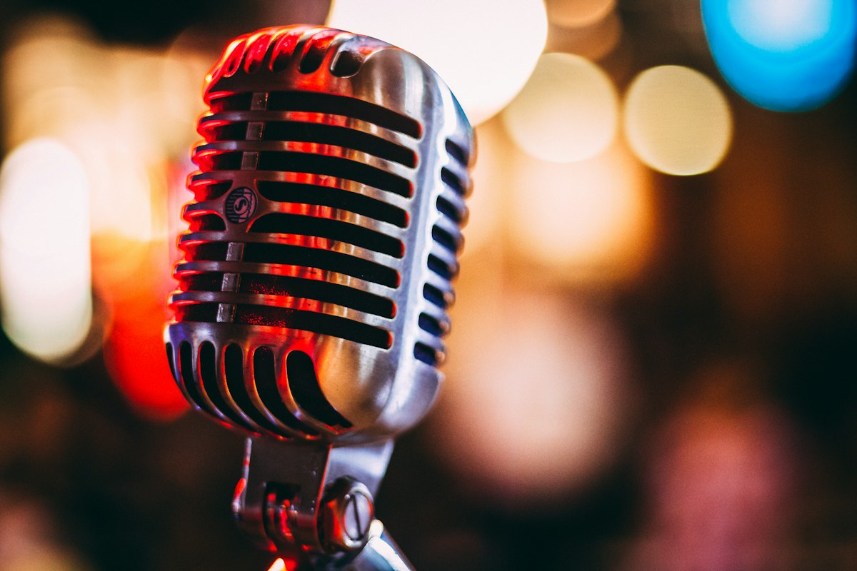 Vintage stage microphone representing Elvis Presley live in concert